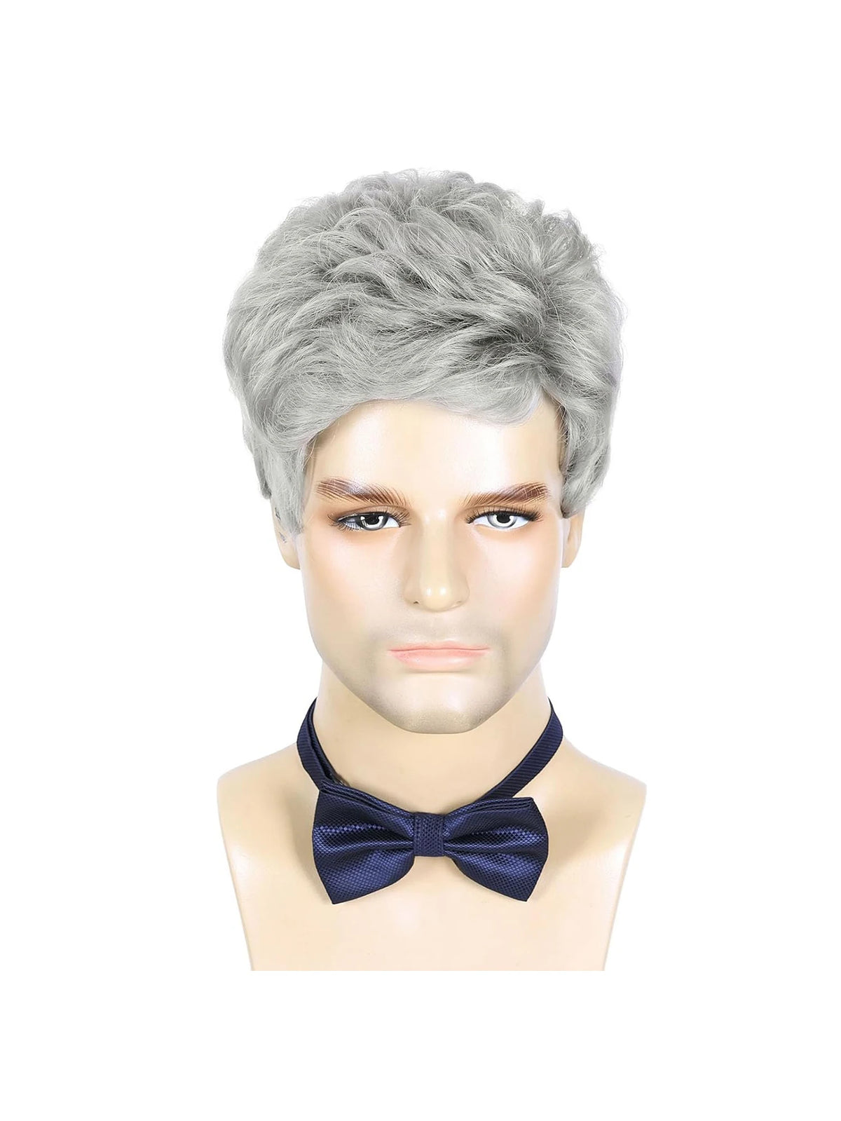 Short Silver Gray Men's Wig for Cosplay and Costumes