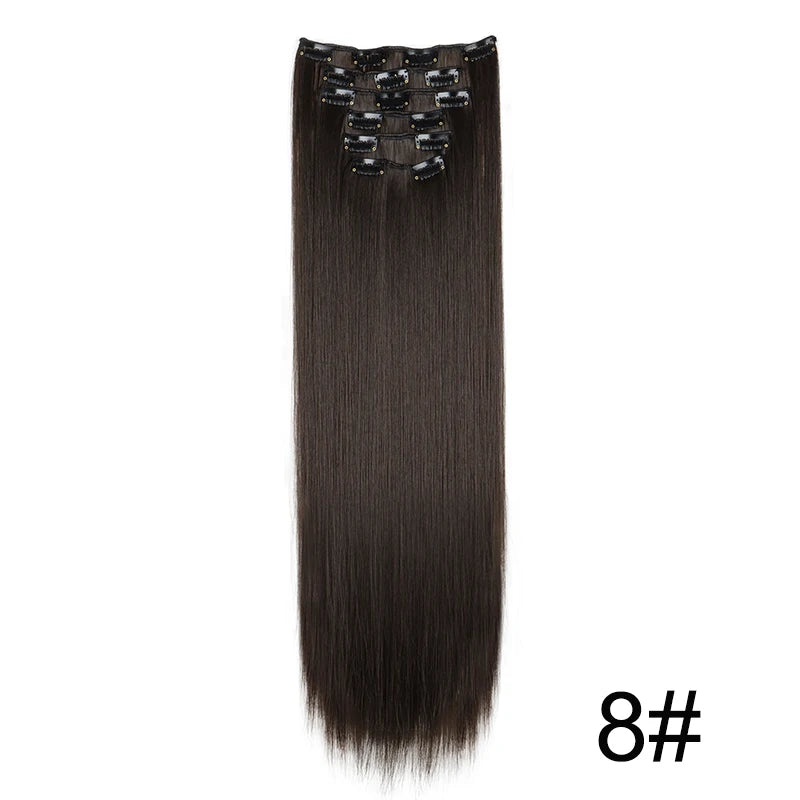 Seamless Long Straight Clip-in Hair Extensions for Women - 17
