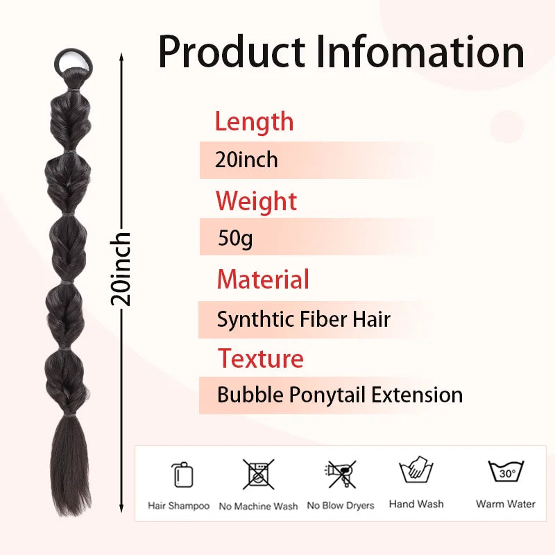 20-Inch Pre-Braided Bubble Ponytail Extension
