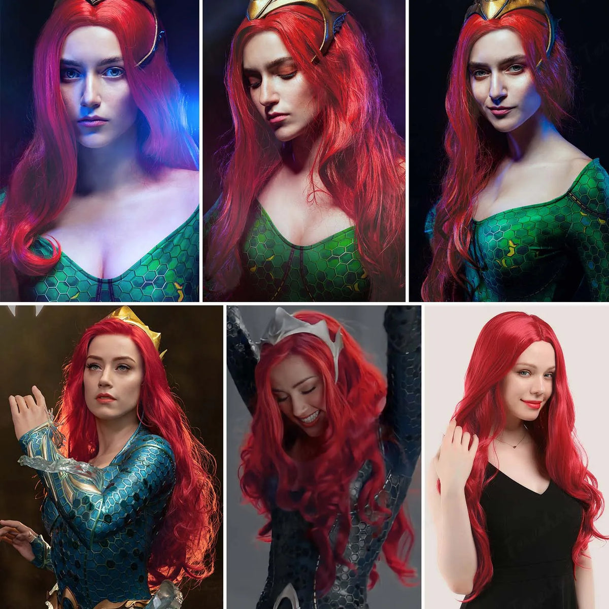 Long Red Curly Wavy Costume Wig for Cosplay and Halloween Parties