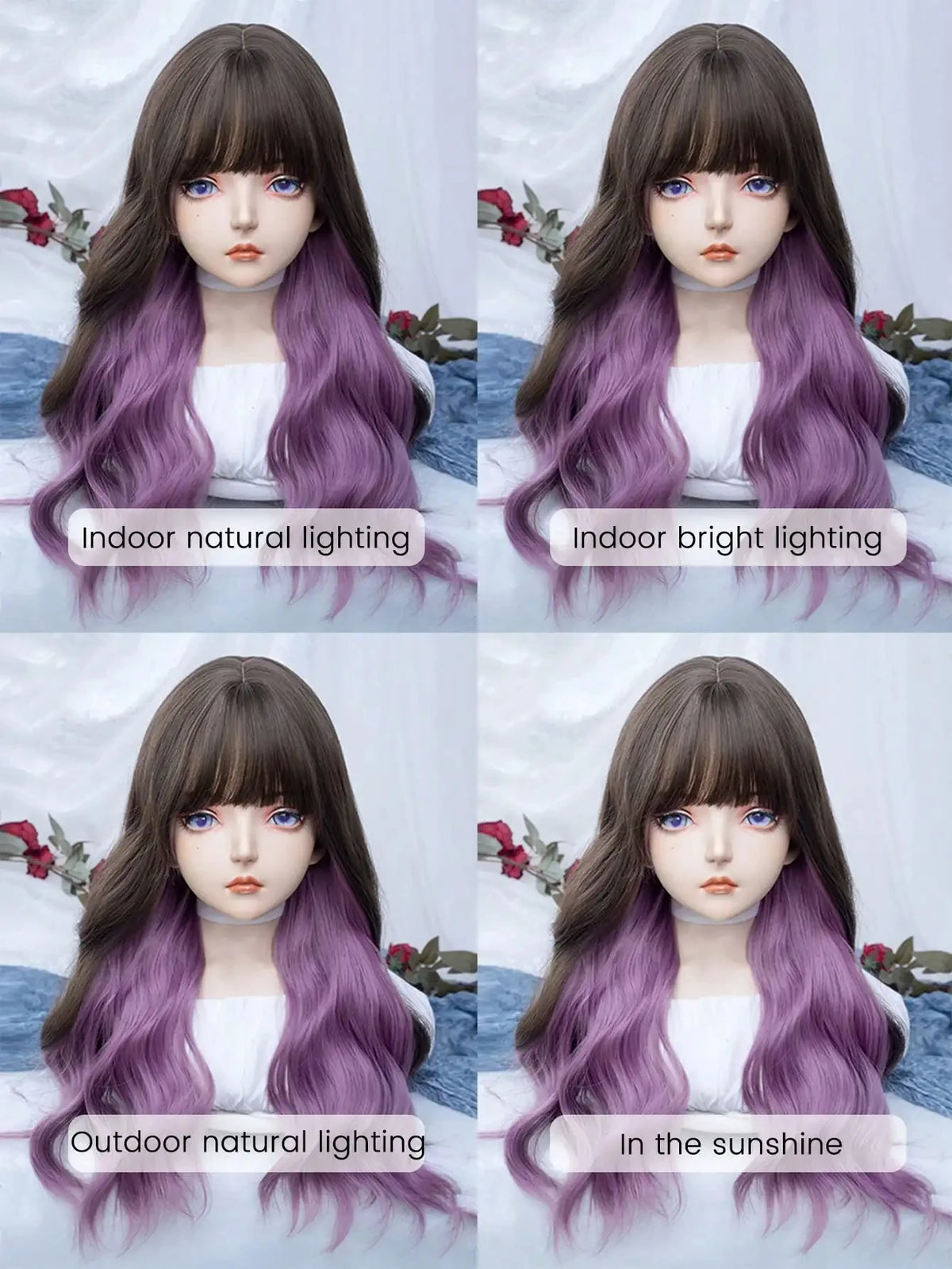 Long Deep Wave Lolita Wig with Bangs
