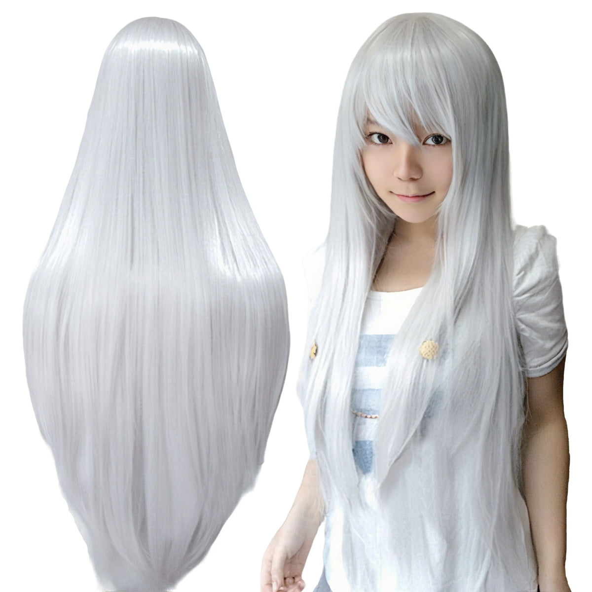 Long Straight Synthetic Cosplay Wig with Bangs