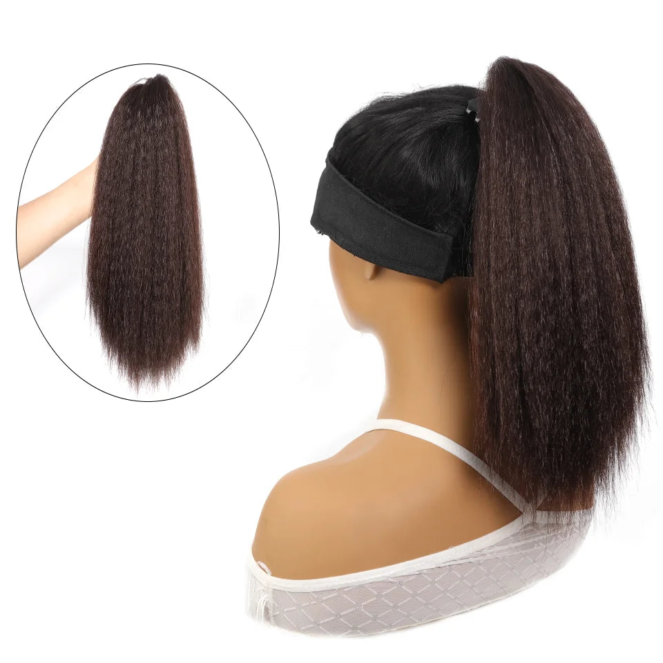 12-Inch Kinky Straight Ponytail Hair Extension for Women - 15