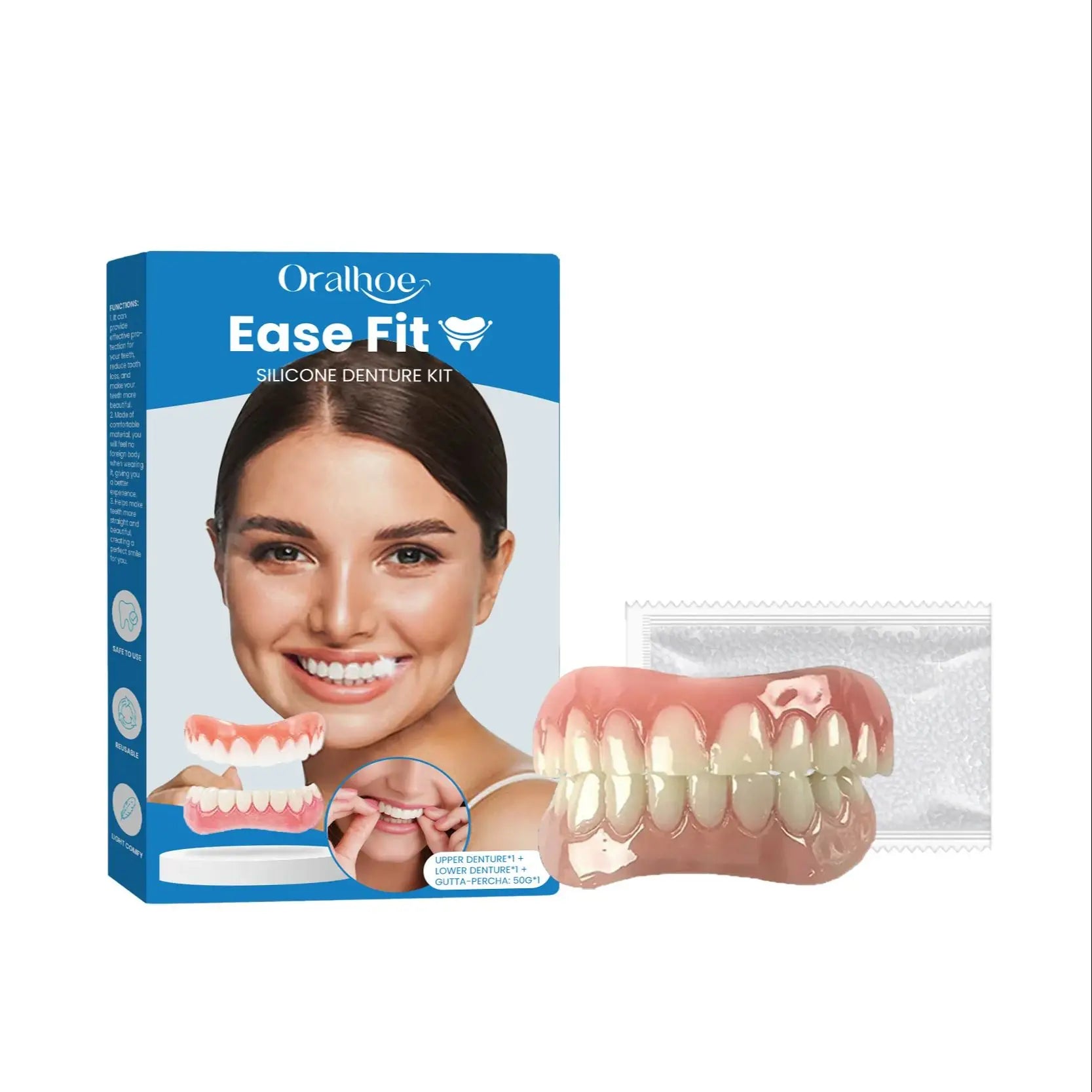 Comfortable Silicone Full Denture Set for Natural Looking Teeth Smile - 17