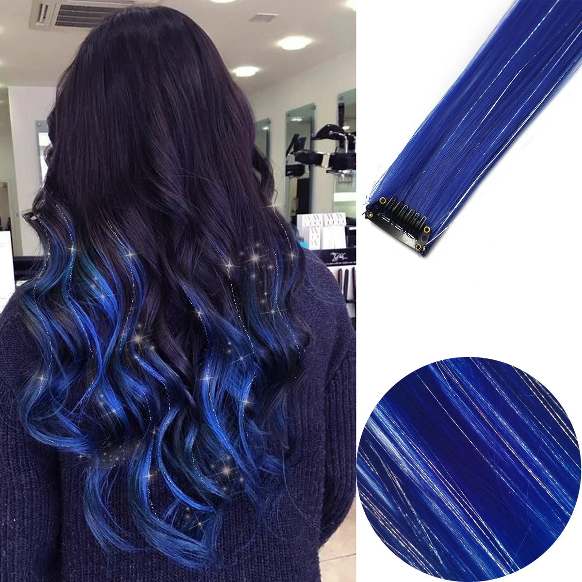 22-Inch Colored Clip-In Hair Extension Highlights