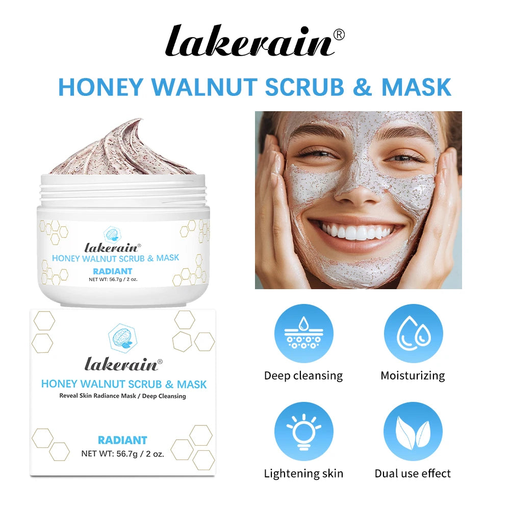 Honey Walnut Facial Exfoliating Scrub and Moisturizing Face Mask