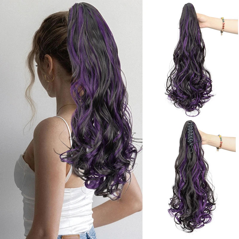 18 Inch Colorful Curly Claw Clip Ponytail Hair Extension - 13