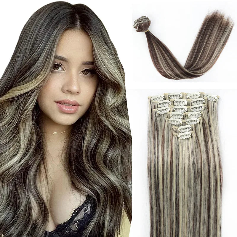 22-Inch Clip-In Long Straight Hair Extensions - 16