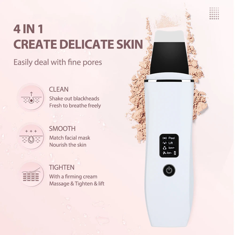 Ultrasonic Facial Skin Scrubber and Pore Deep Cleaning Tool for Radiant Skin