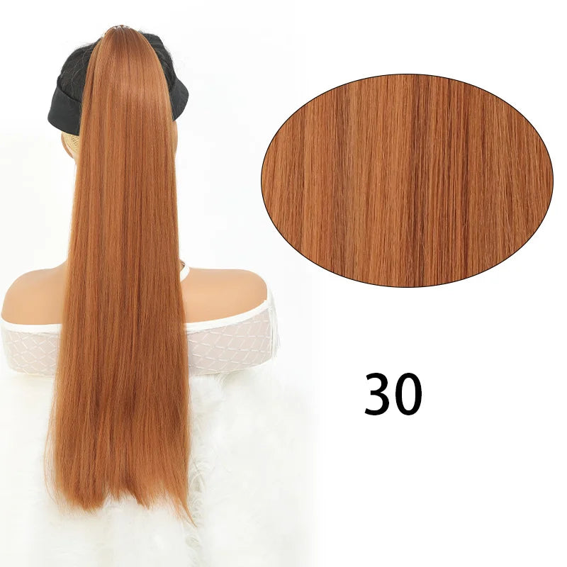 Long Straight Wrap-Around Ponytail Extension for Instant Volume