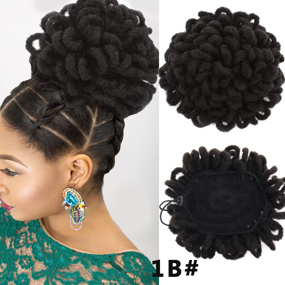 Synthetic Dreadlock Afro Puff Drawstring Ponytail Bun