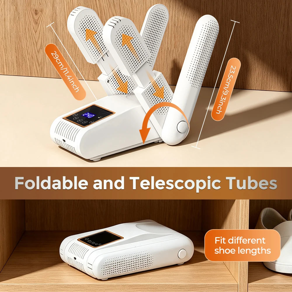 Foldable 4-Tube Electric Shoe and Boot Dryer with UV Sterilization
