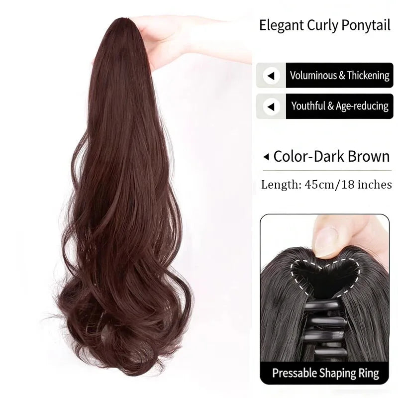 20-Inch Long Wavy Claw Clip Ponytail Extension - 7