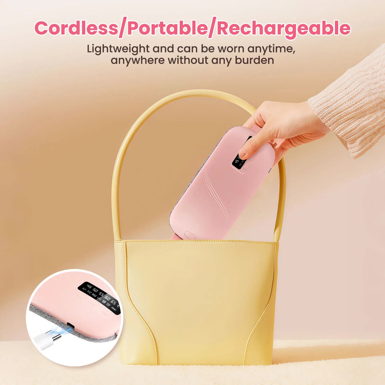 Portable Cordless Heating Pad with Vibration Massage for Period Cramps - 15