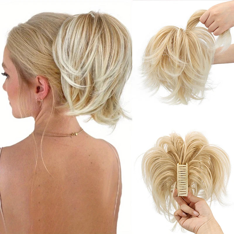 Messy Claw Clip Hair Bun Extension for Instant Volume