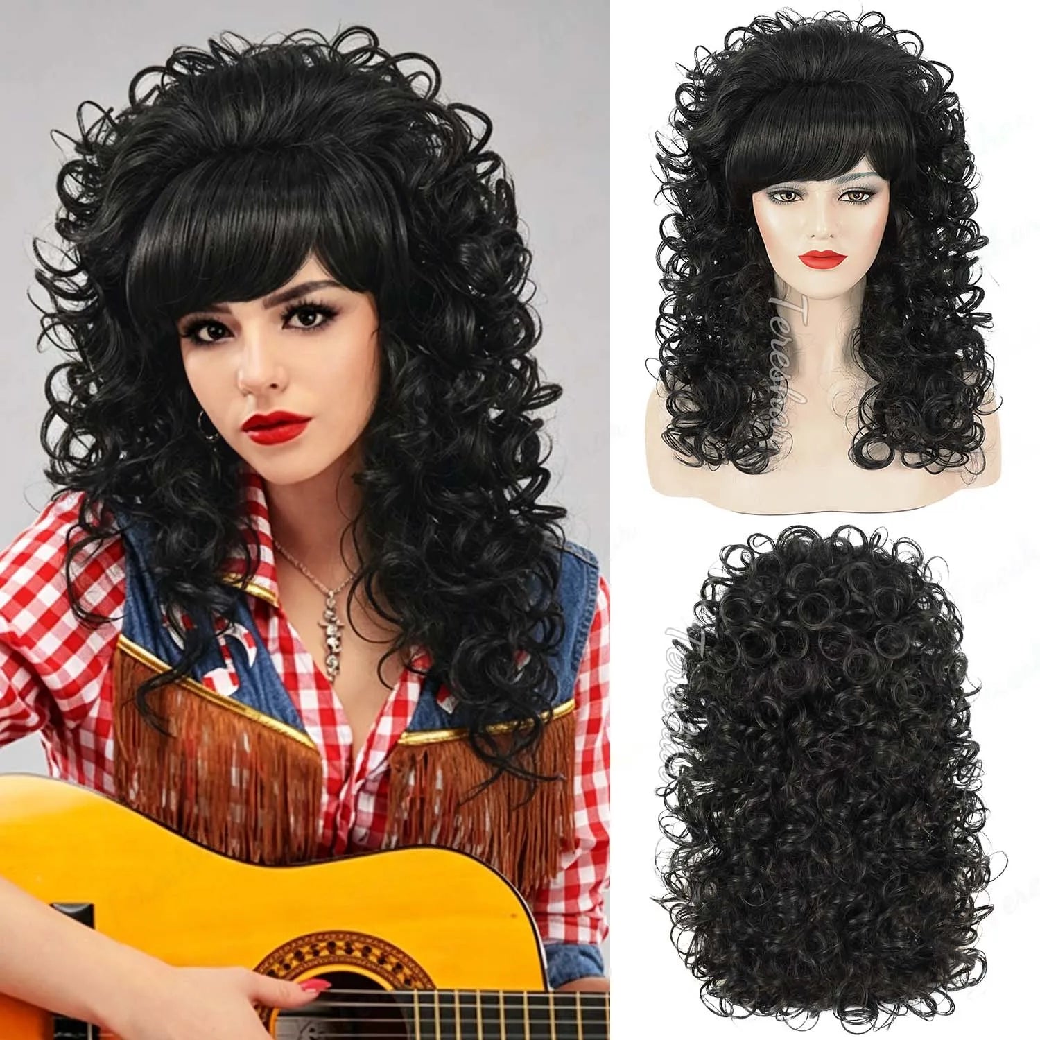 Retro 60s and 70s Voluminous Curly Beehive Costume Wig for Women - 14