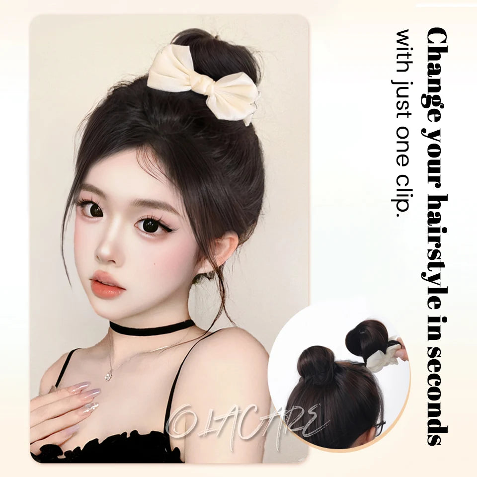 Synthetic Flower Bud Hair Bun Extension with Claw Clip