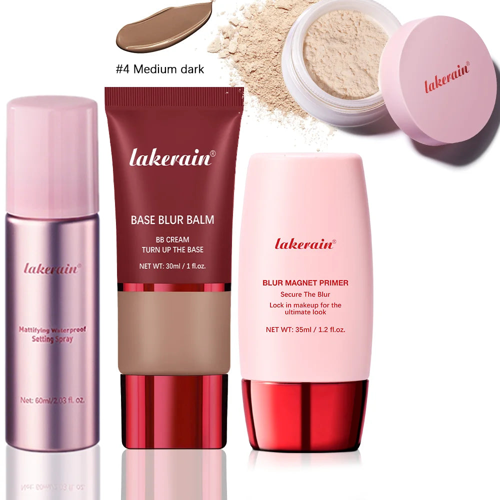 Professional Face Makeup Base and Setting Set for Long Lasting Matte Look - 30
