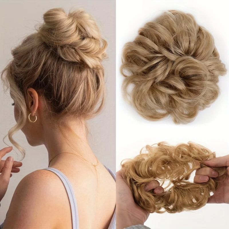 Messy Curly Hair Bun Extension for Instant Voluminous Updo Hairstyles