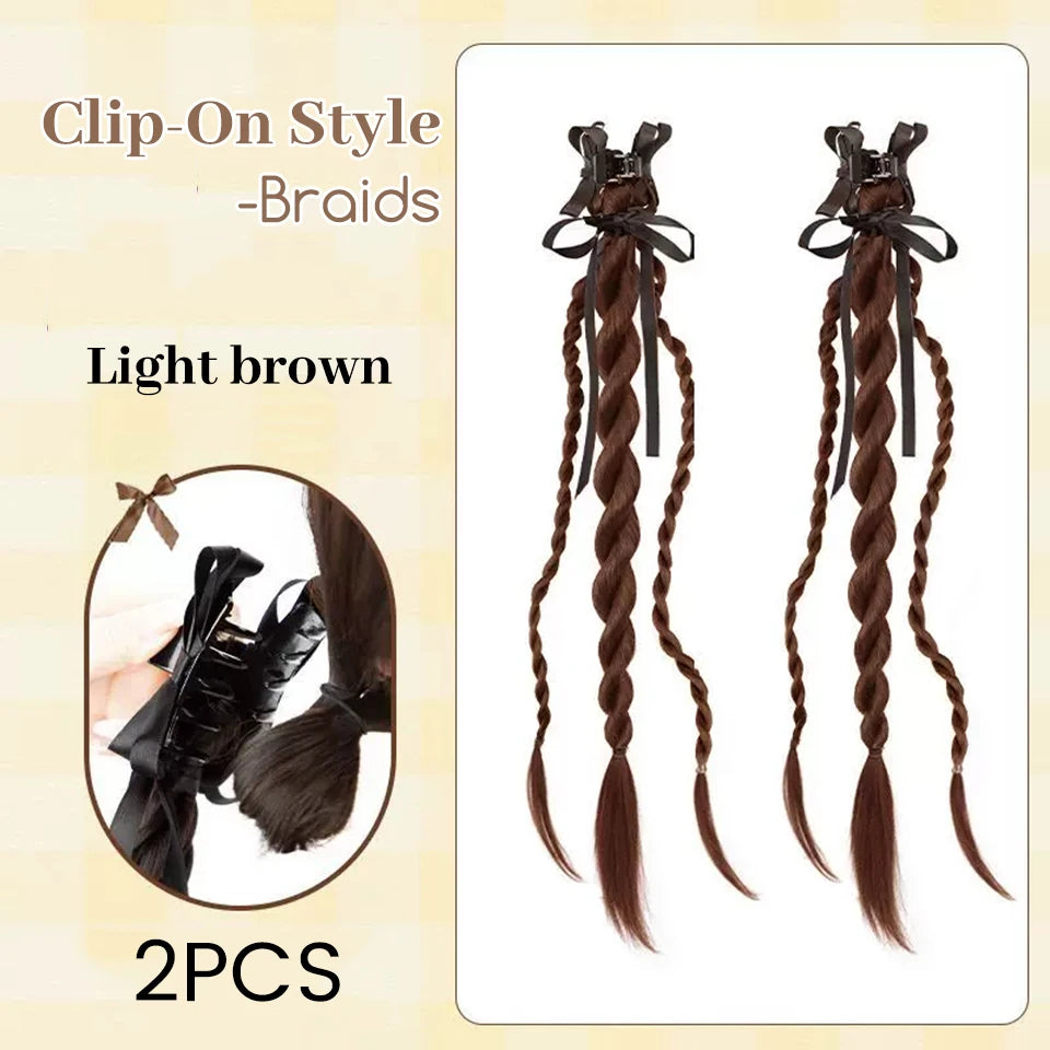 Synthetic Bow Ponytail Twist Braid Hair Clip