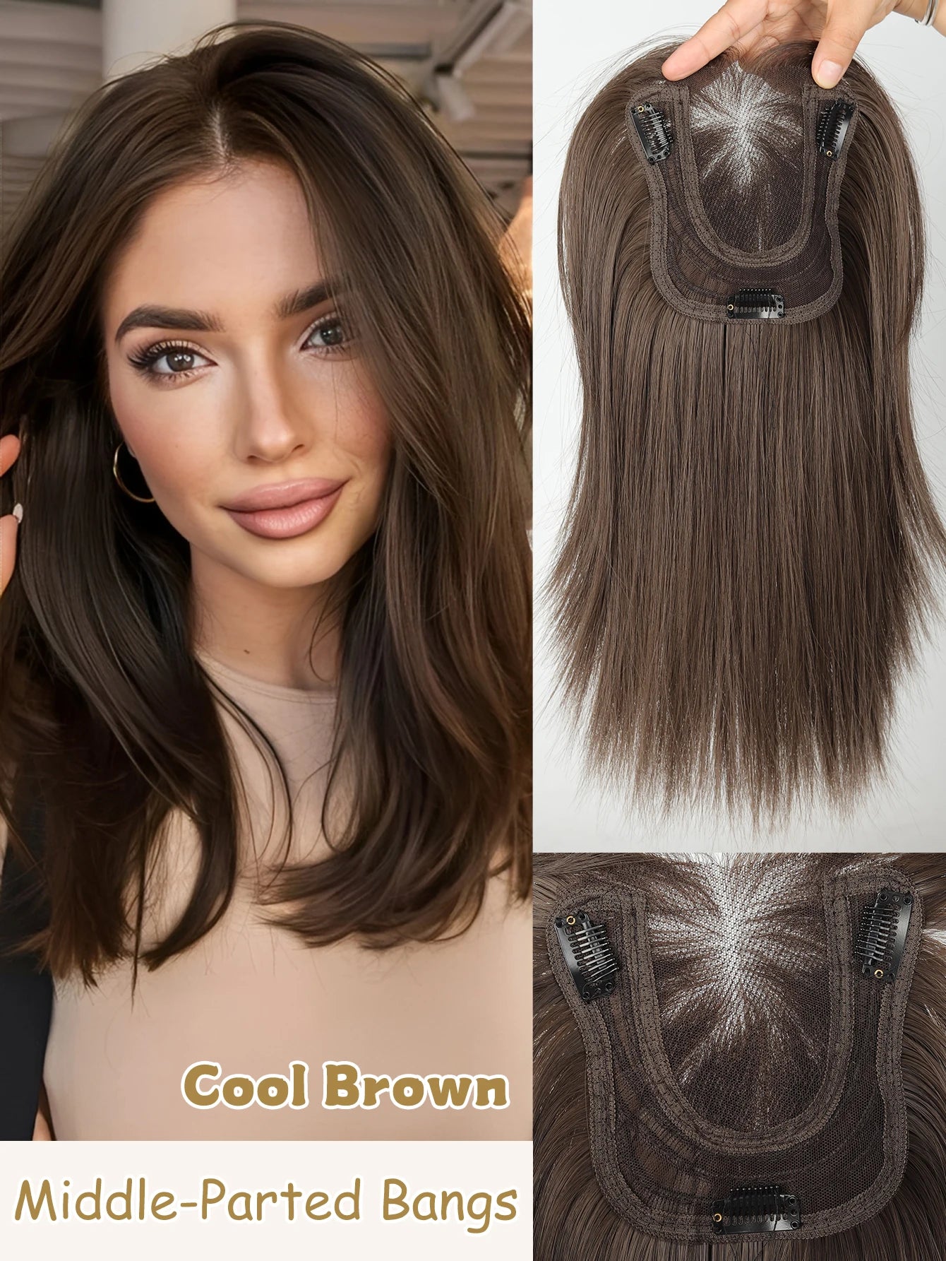 Natural Synthetic Hair Topper with Bangs for Women - 23