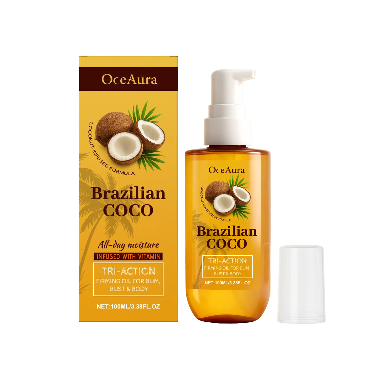 Coconut Firming Body Oil for Skin Hydration and Elasticity Restoration