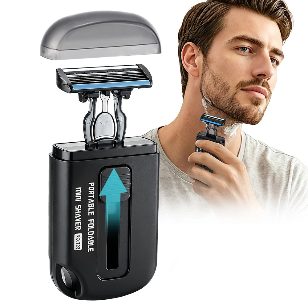 Portable Manual Slide-Out Razor for Travel and Daily Grooming