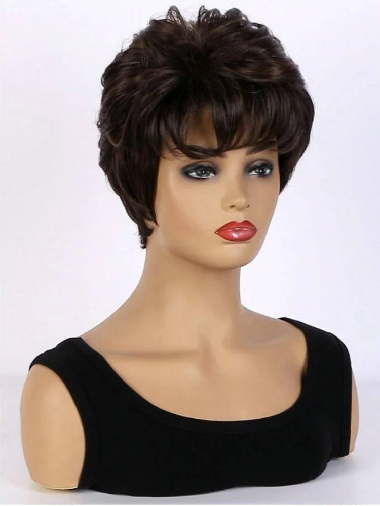 Short Curly Layered Synthetic Wig for Women - 4