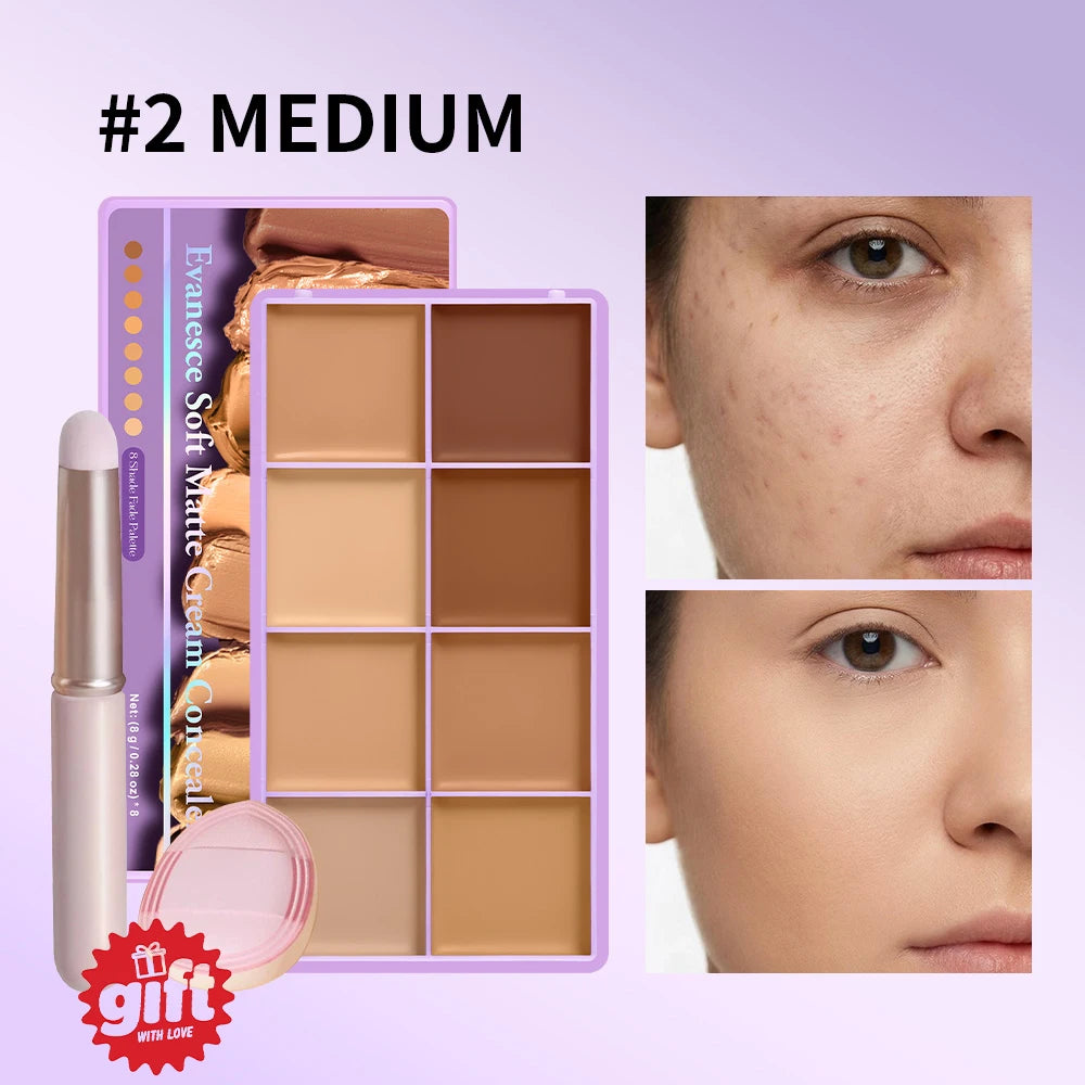 8-Shade Professional Cream Concealer and Contouring Makeup Palette - 20