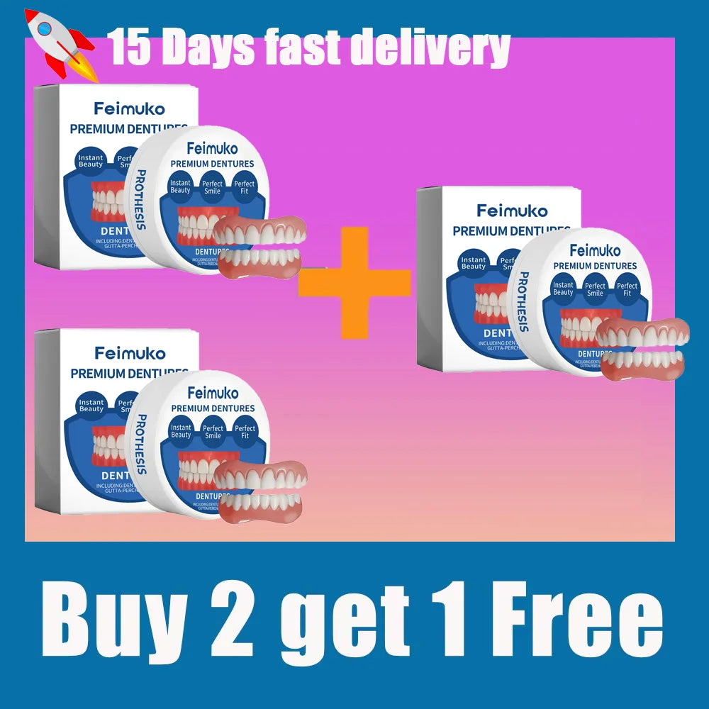 Comfortable Silicone Snap-On Dentures for Natural Smile and Instant Fit