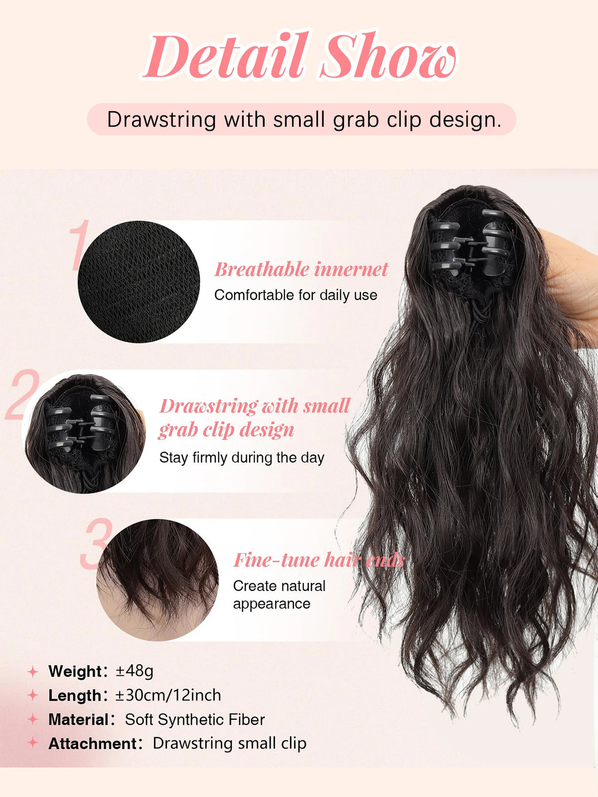 Short Curly Claw Clip Ponytail Hair Extension for Instant Volume