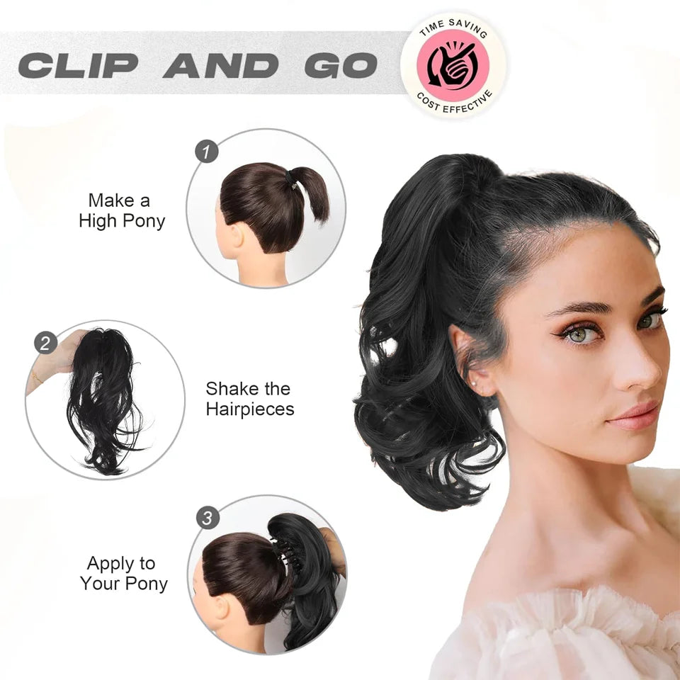 10-Inch Curly Claw Clip Ponytail Extension for Instant Volume - 4