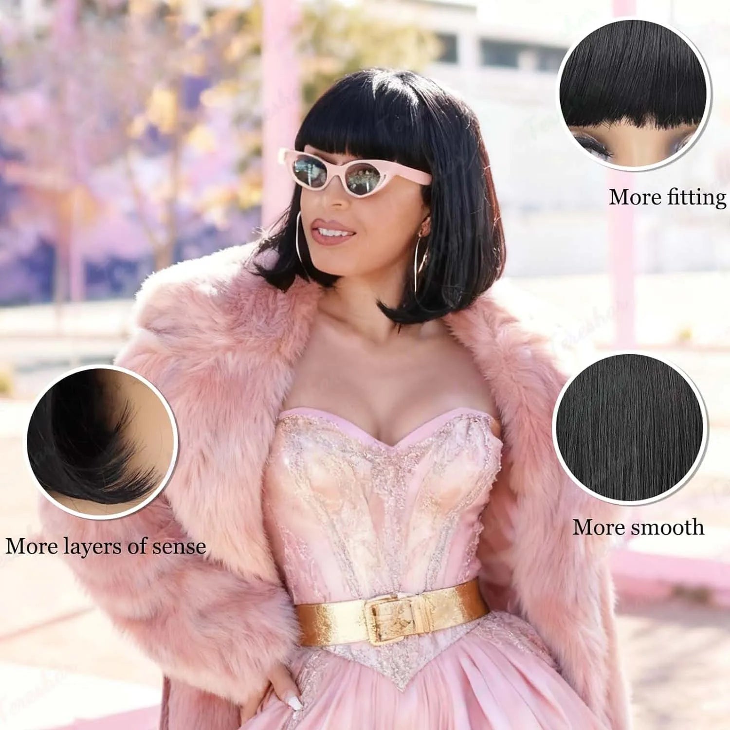 Short Black Bob Wig with Bangs for Cosplay and Daily Wear - 3