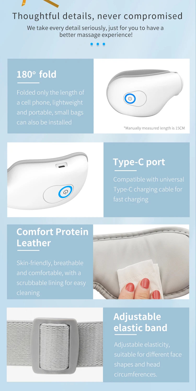 Rechargeable Eye Massager with Heat and Air Compression for Relaxation