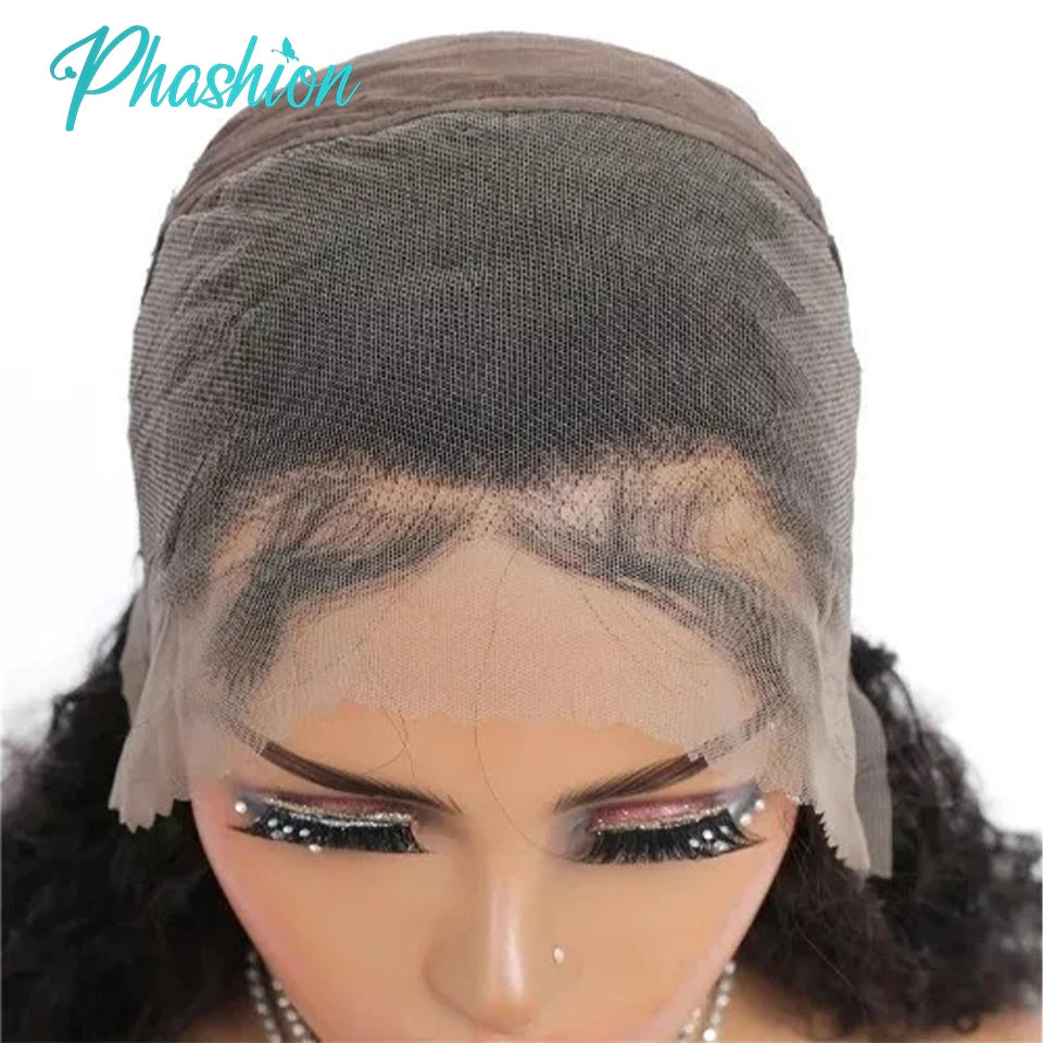 Deep Curly Human Hair 13x4 Transparent Lace Front Wig