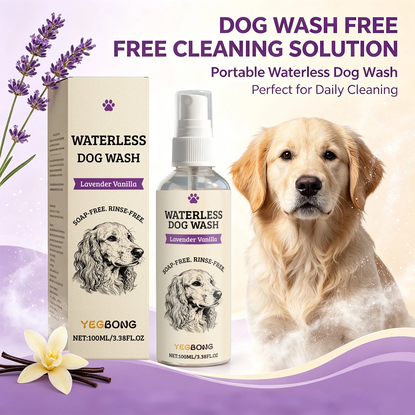 Waterless Dog Shampoo Spray for Quick Cleaning and Odor Removal - 8