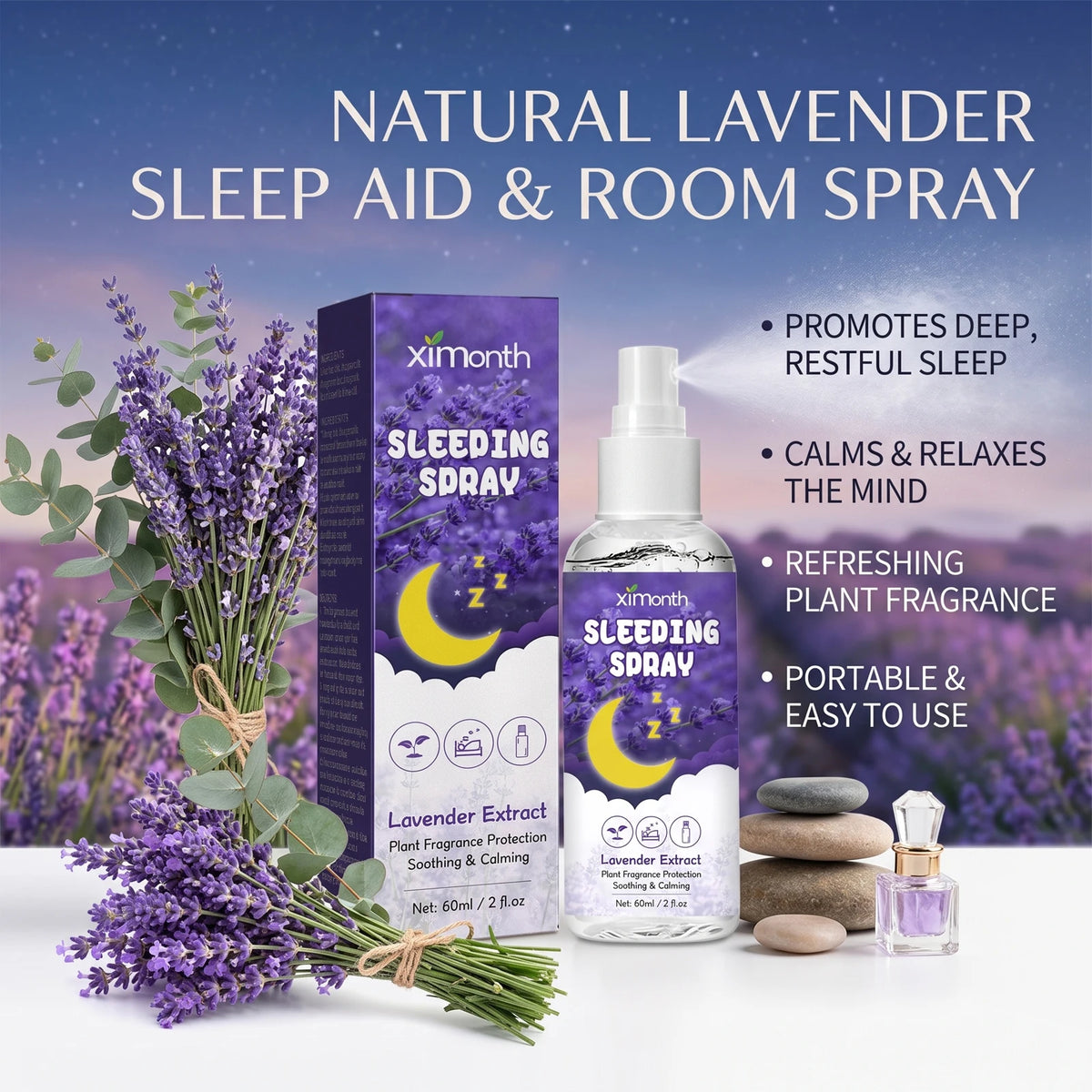 Lavender Calming Sleep Spray for Natural Anxiety Relief and Deep Rest