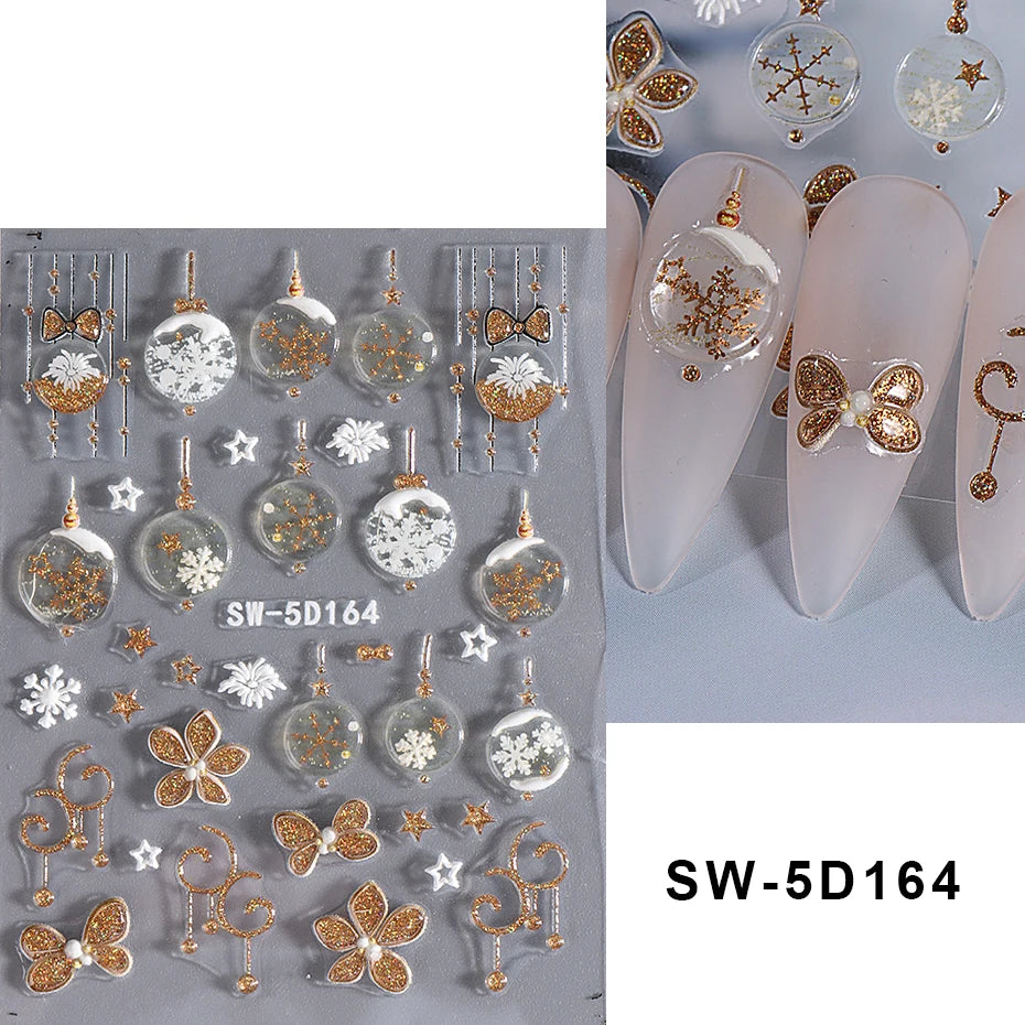 Festive 3D Christmas Nail Art Stickers for Holiday Manicure Decorations - 69