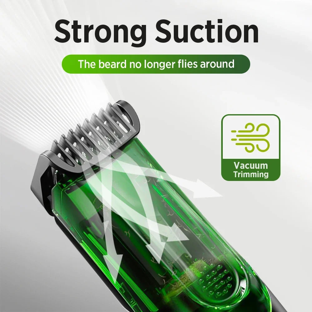 Cordless Vacuum Beard Trimmer for Precise Grooming and Clean Shaving
