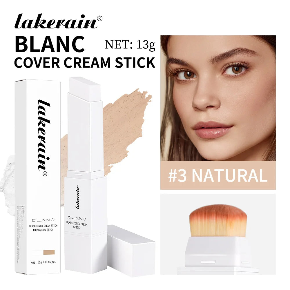 Dual-Ended Waterproof Foundation and Concealer Stick with Built-in Brush