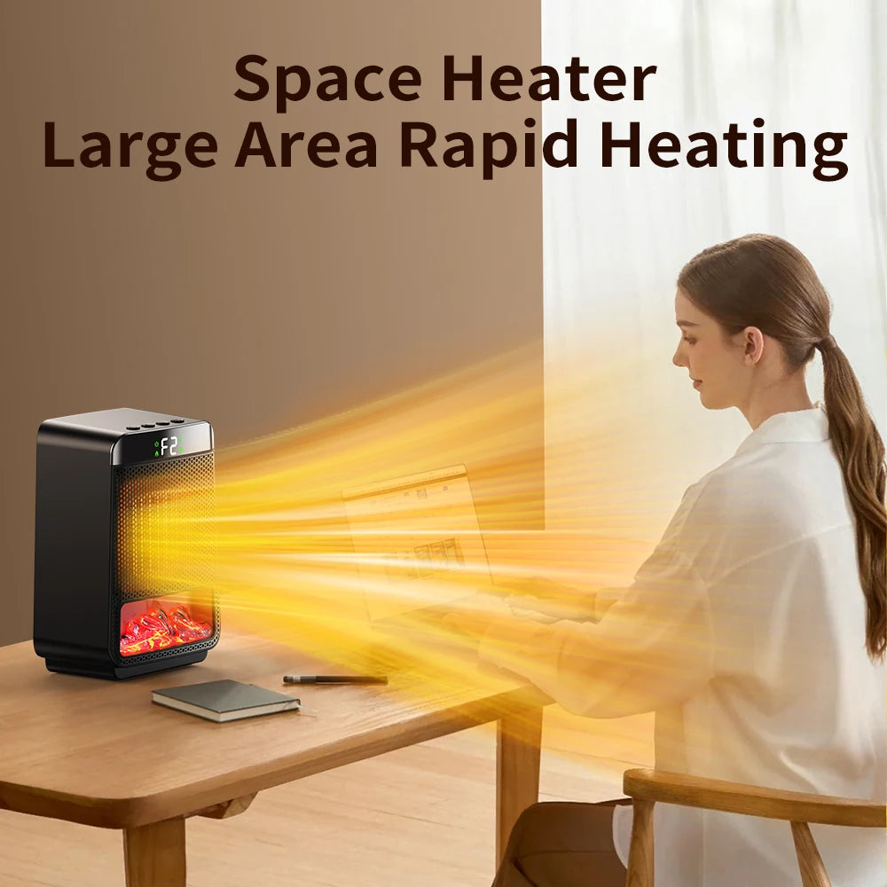 Portable Electric Ceramic Space Heater with Digital Display and Timer