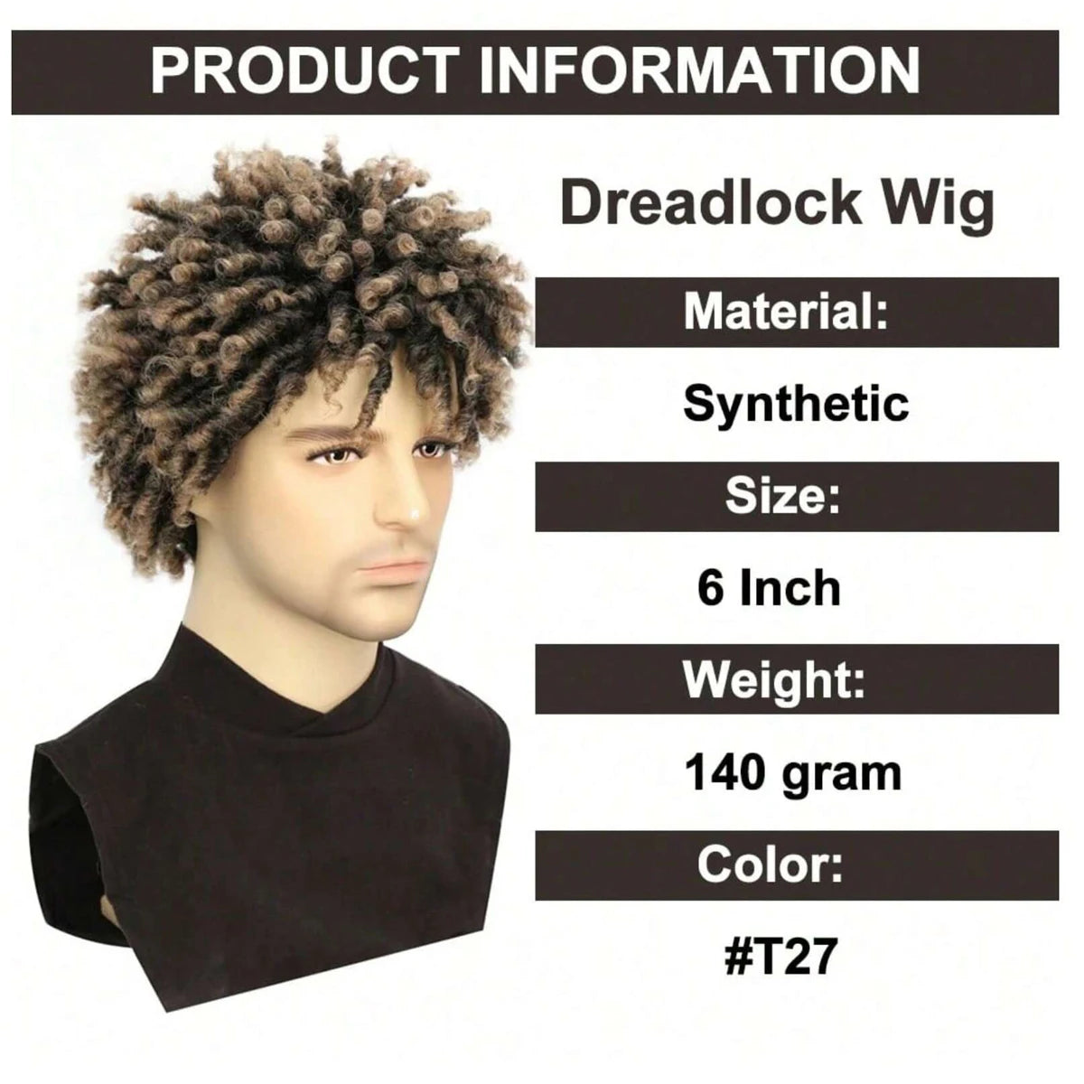 Short Braided Afro Dreadlock Wig for Men - 14