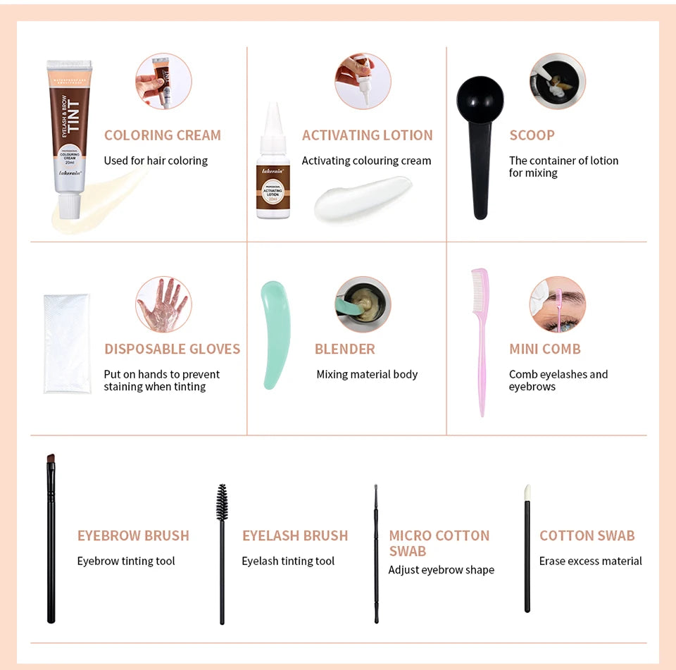 Professional Eyelash and Eyebrow Tinting Kit for Long Lasting Color