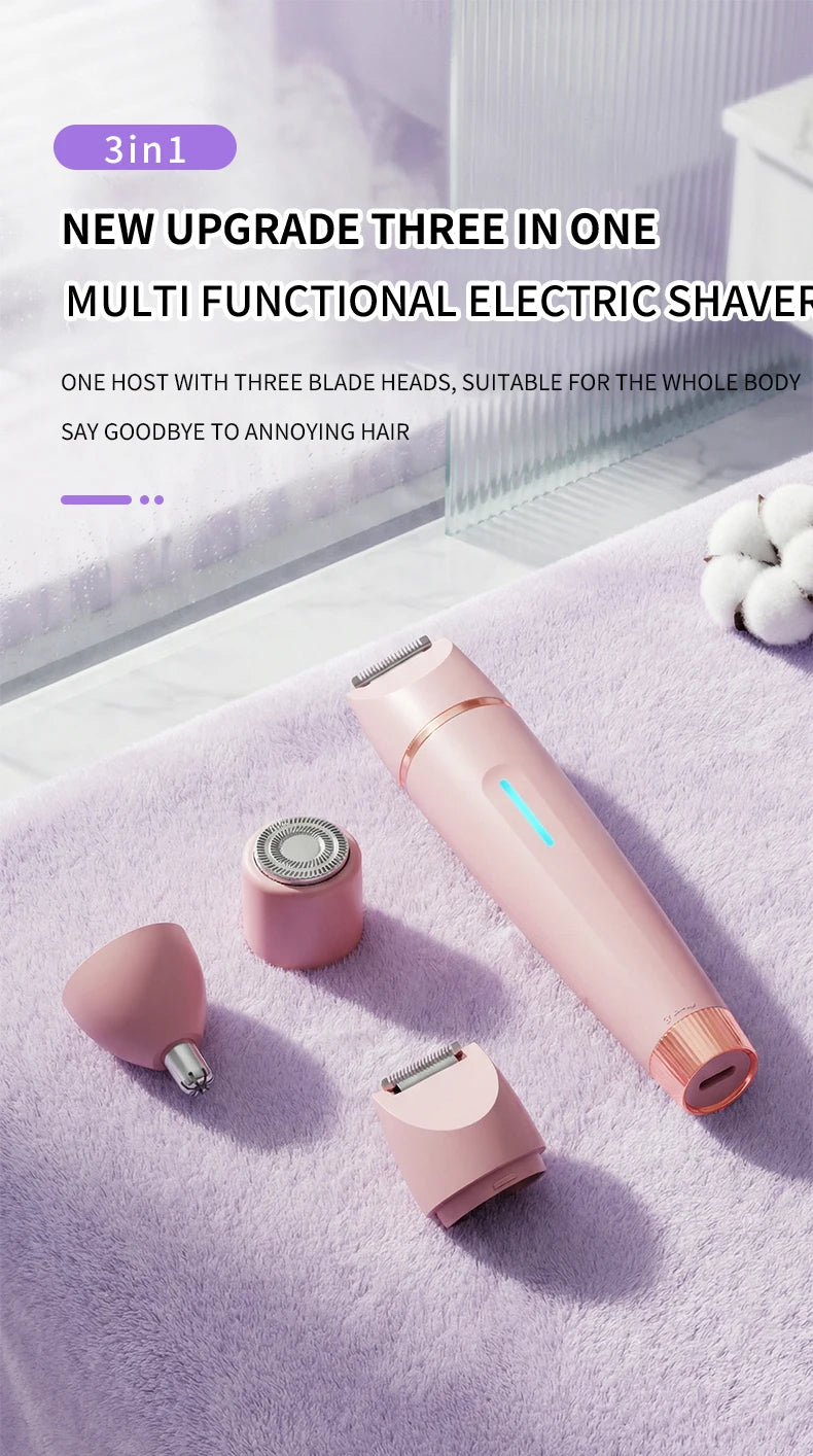 3-in-1 Electric Waterproof Bikini Trimmer and Body Hair Shaver for Women - 7