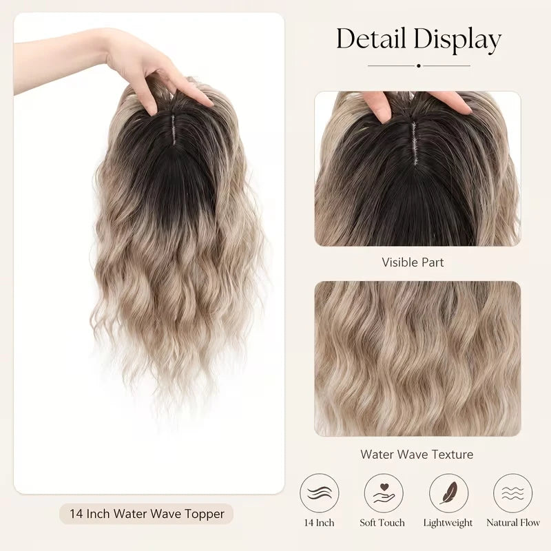 Wavy Curly Hair Topper Extension with Clips