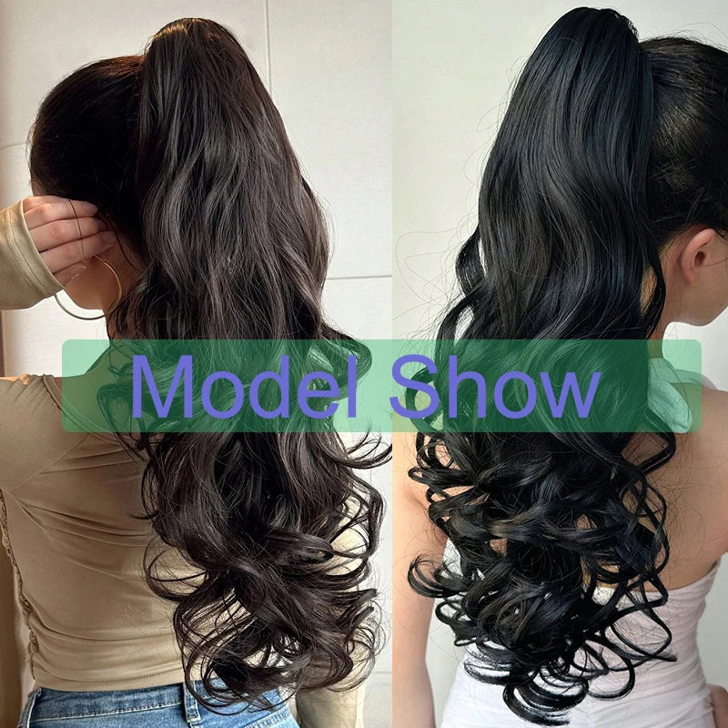 22-Inch Wavy Curly Drawstring Ponytail Extension