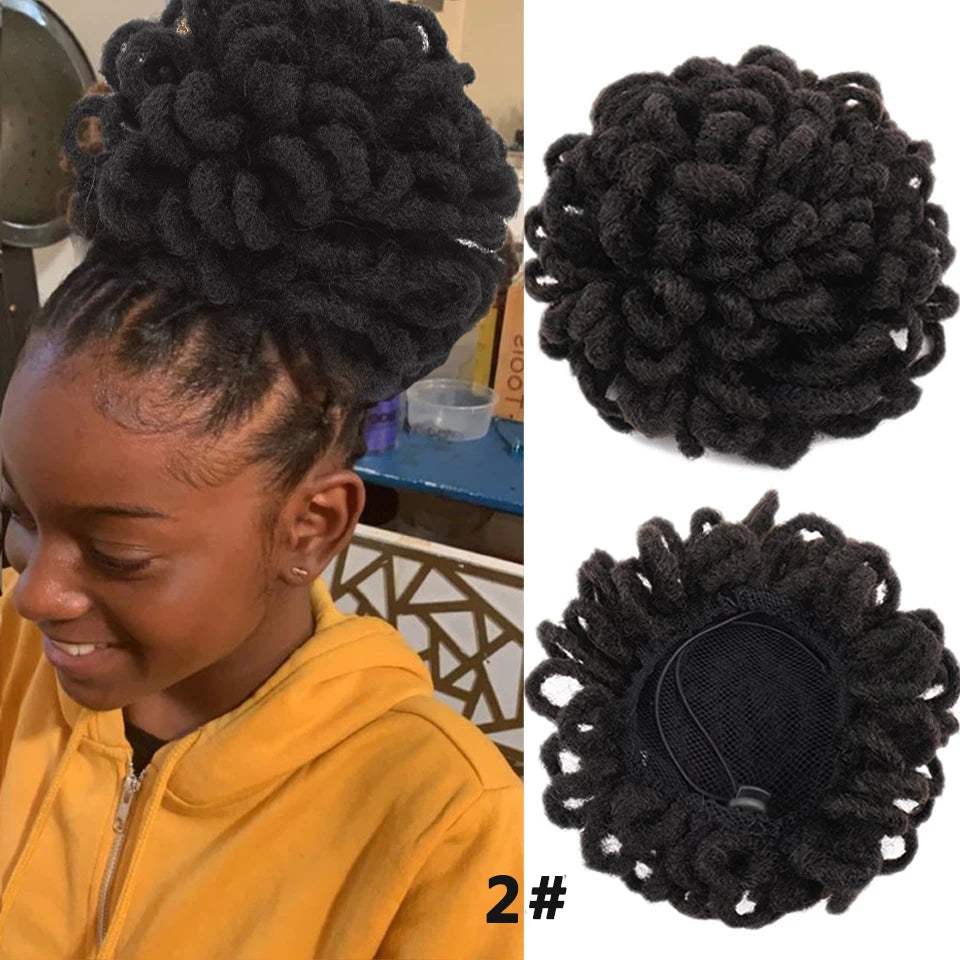 Synthetic Dreadlock Afro Puff Drawstring Ponytail Bun