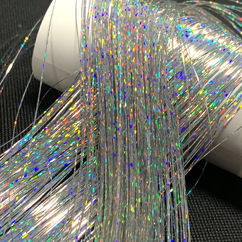Rainbow Glitter Tinsel Hair Extensions Clip In for Party and Daily Style - 8