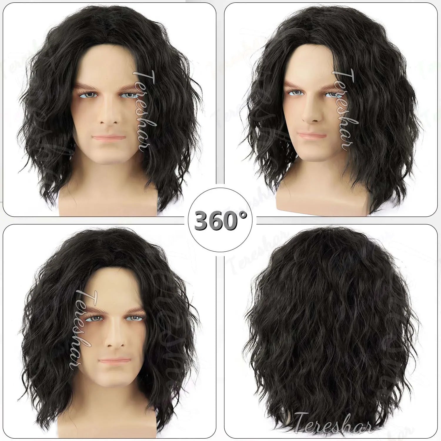 Short Curly Synthetic Hair Wig for Men Costume Parties and Cosplay - 3