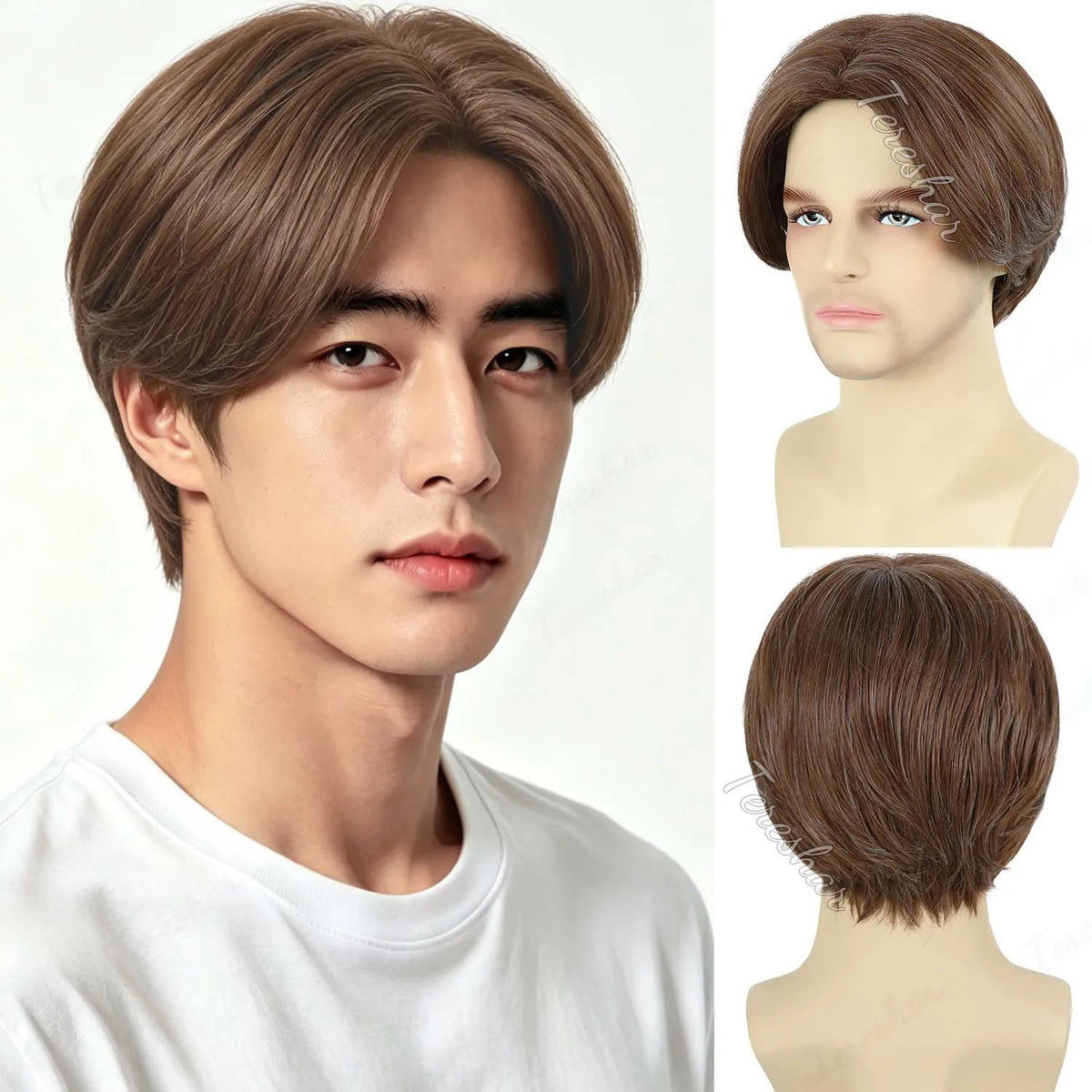 Short Straight Layered Wig for Men for Daily Wear and Cosplay Parties